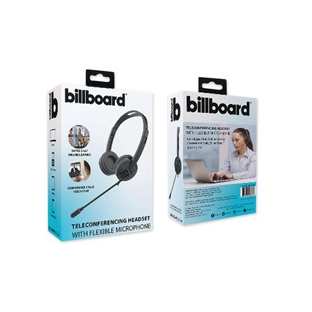 BILLBOARD Telecom Headset, Binaural, Over the Head/Behind the Head, Black BB2948